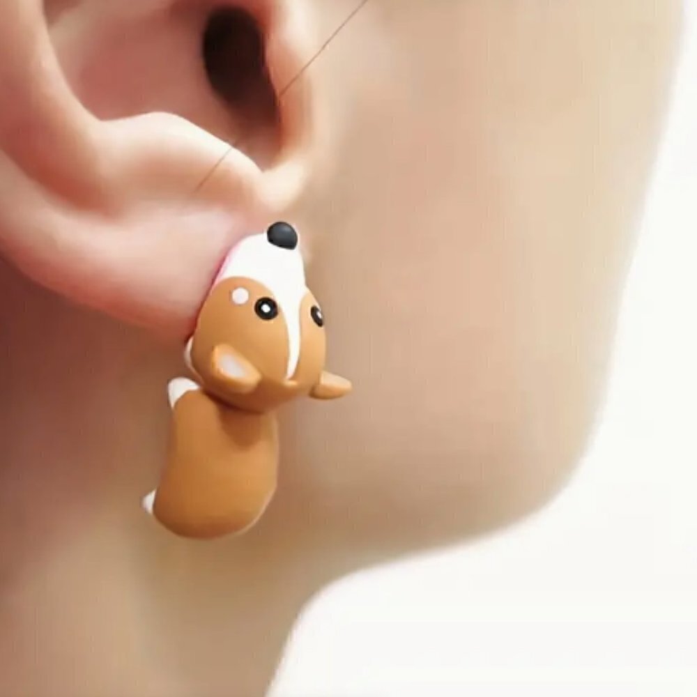 Cartoon 'Corgi' Stud Earrings‎